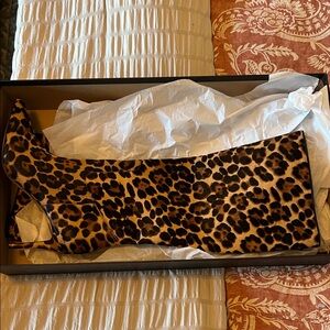 J Crew Leather Leopard Knee-High Boots